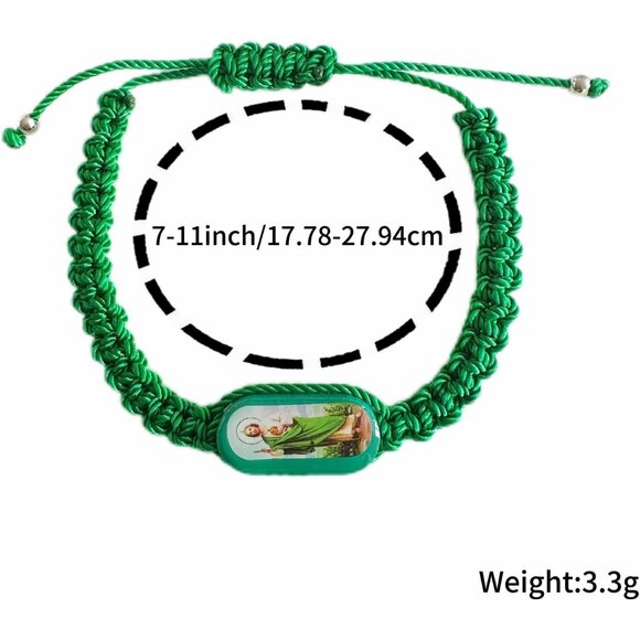 24PCS Virgin Mary & Saint Jude Handmade Mexican Religious Bracelets Set - Green - Picture 4 of 7